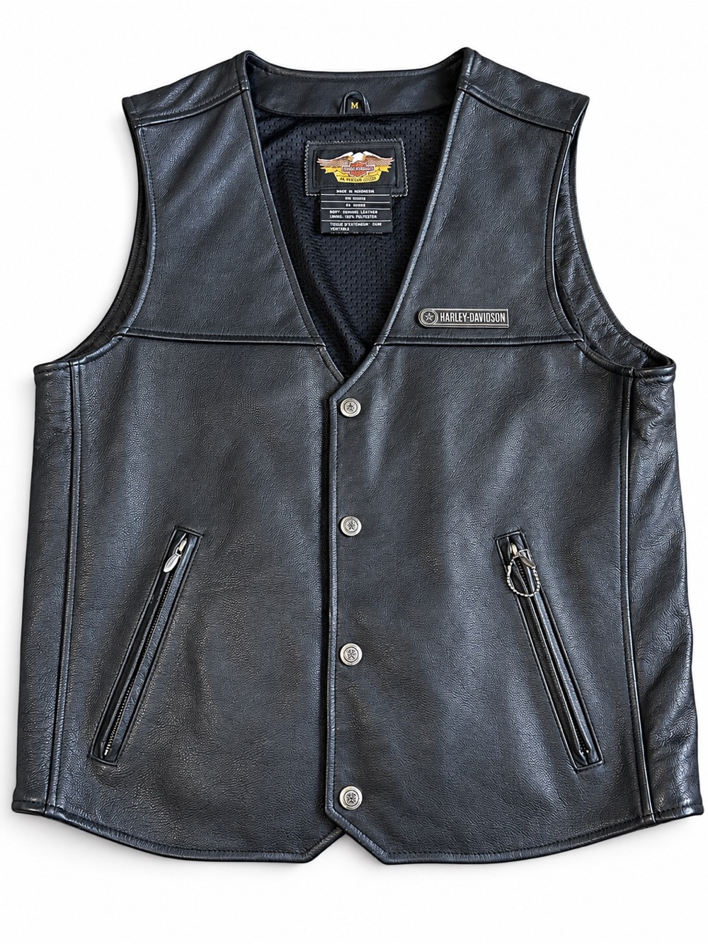Vintage 2006 Harley-Davidson Genuine Leather Motorcycle Vest M